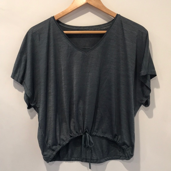 lululemon athletica Tops - LULULEMON Cropped V-Neck Drawstring Top Tee